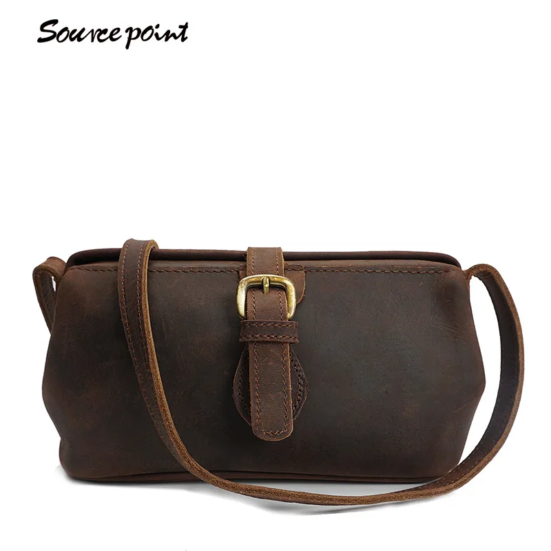 

YISHEN Fashion Crazy Horse Genuine Leather Women Crossbody Bags Female Vintage Versatile Shoulder Bag Small Messenger Bag YD-003