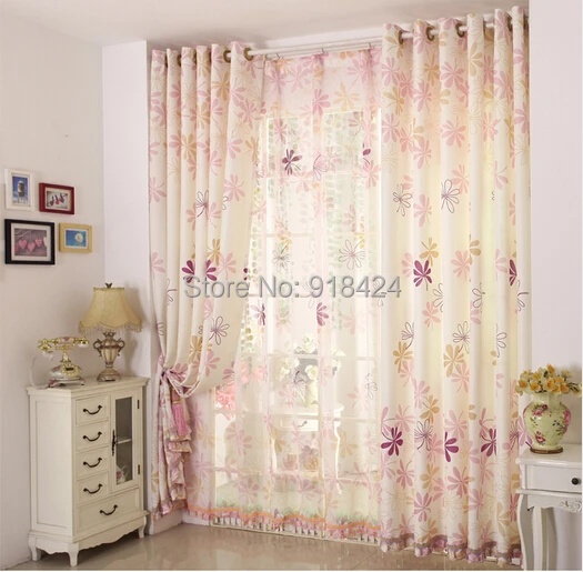 Size:1.5*2.7m Finish Products Gril's Room Pink Curtains Haute couture rustic curtain Flower Design window curtain.Free Shipping. | Дом и