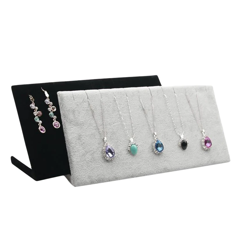  Velvet Necklace Chain Bracelet Display L Stand Board Jewelry Holder Rack