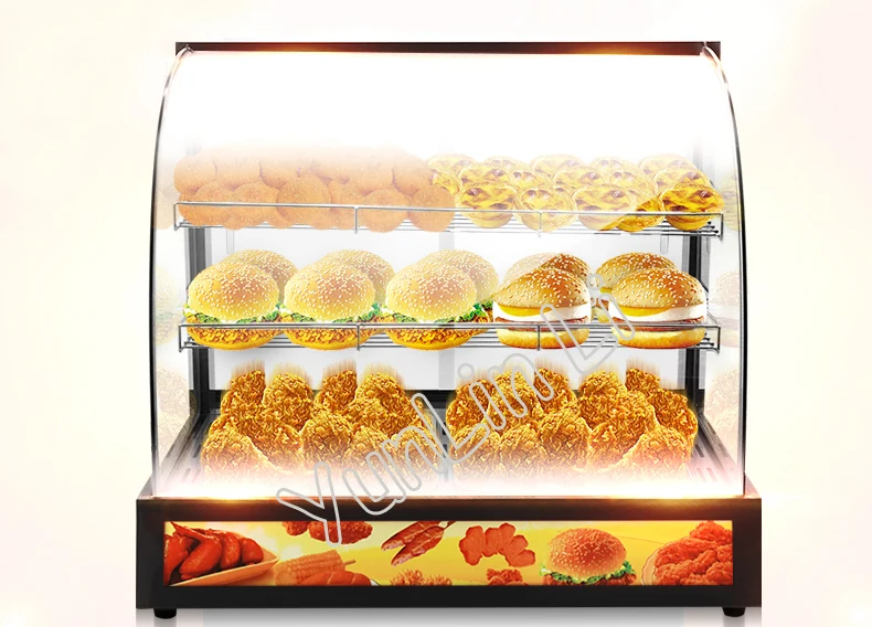 Шкаф для сохранения тепла для еды, коммерческий подогреватель пищи, приготовленная еда и выпечка, долговечная витрина для сохранения тепла