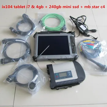 

Xplore Ix104 C5 Tablet Diagnosis Laptop with Wifi MB Star C4 SD Connect with SD C4 Software mini ssd V2018.12 Multi-languages