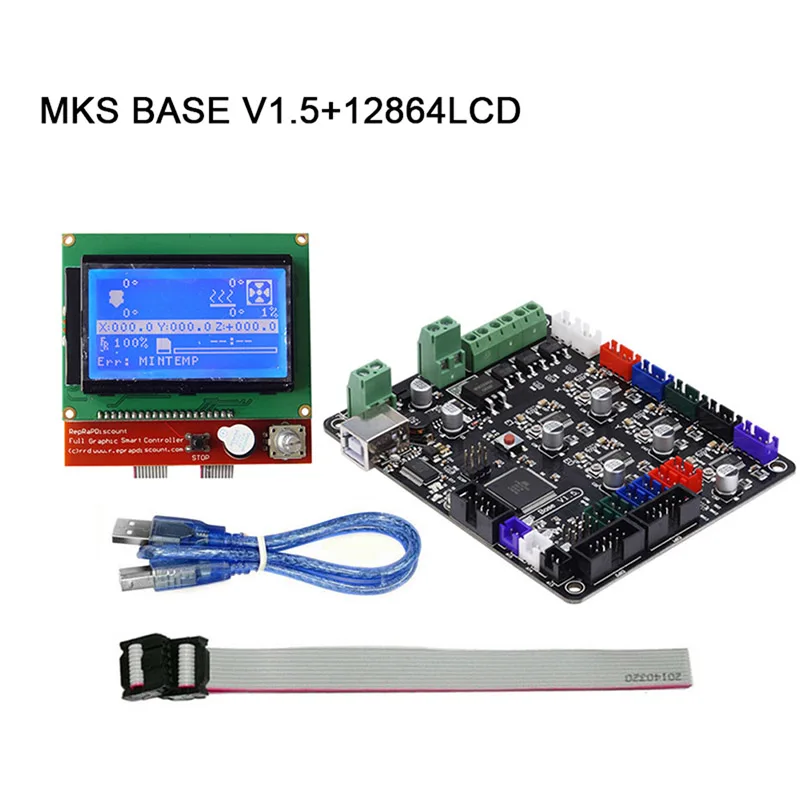 

3D Printer Part MKS BASE V1.5 Motherboard+12864 LCD Display Screen Control Board Kit for Ramps1.4 JLRJ88