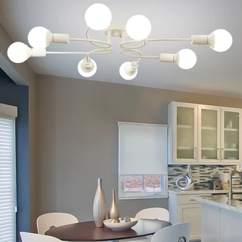 

Nordic white iron ceiling lamp iron art living room simple bedroom ceiling lamp