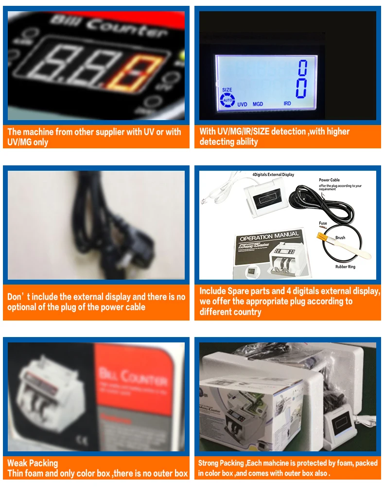 Topo da Classe Especial para Notas da Malásia Polímero e Notas de Papel Contador de Dinheiro de Detecção uv + mg + ir + Tamanho Dms-ma780t 8 Contador de dinheiro/detector