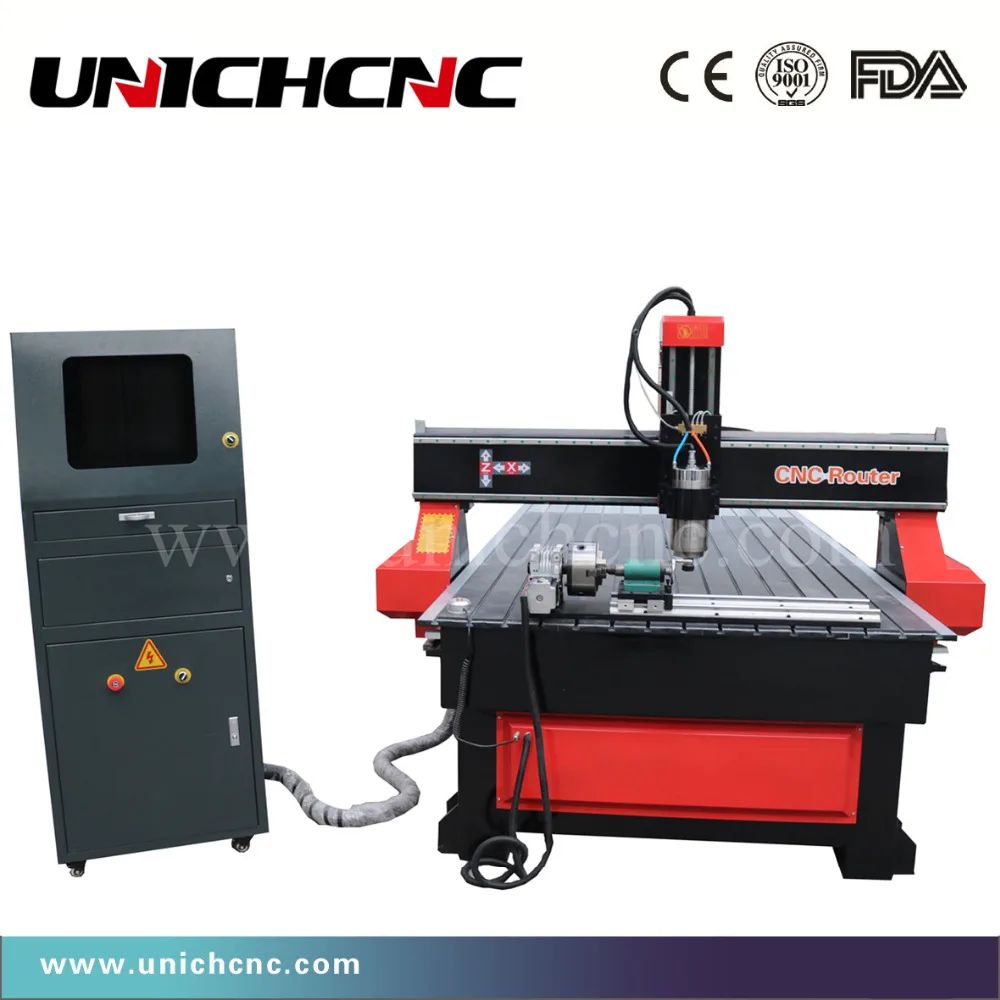 UNICHCNC red and black new type 4 axis cnc router for wood door