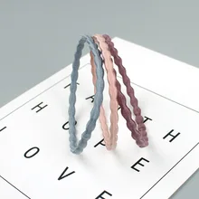 1 шт., веревка для волос для девочек, простой волнистый узор, чечевица, кольцо для волос, одноцветная Тонкая Резиновая лента, веревка для основы пони G0409