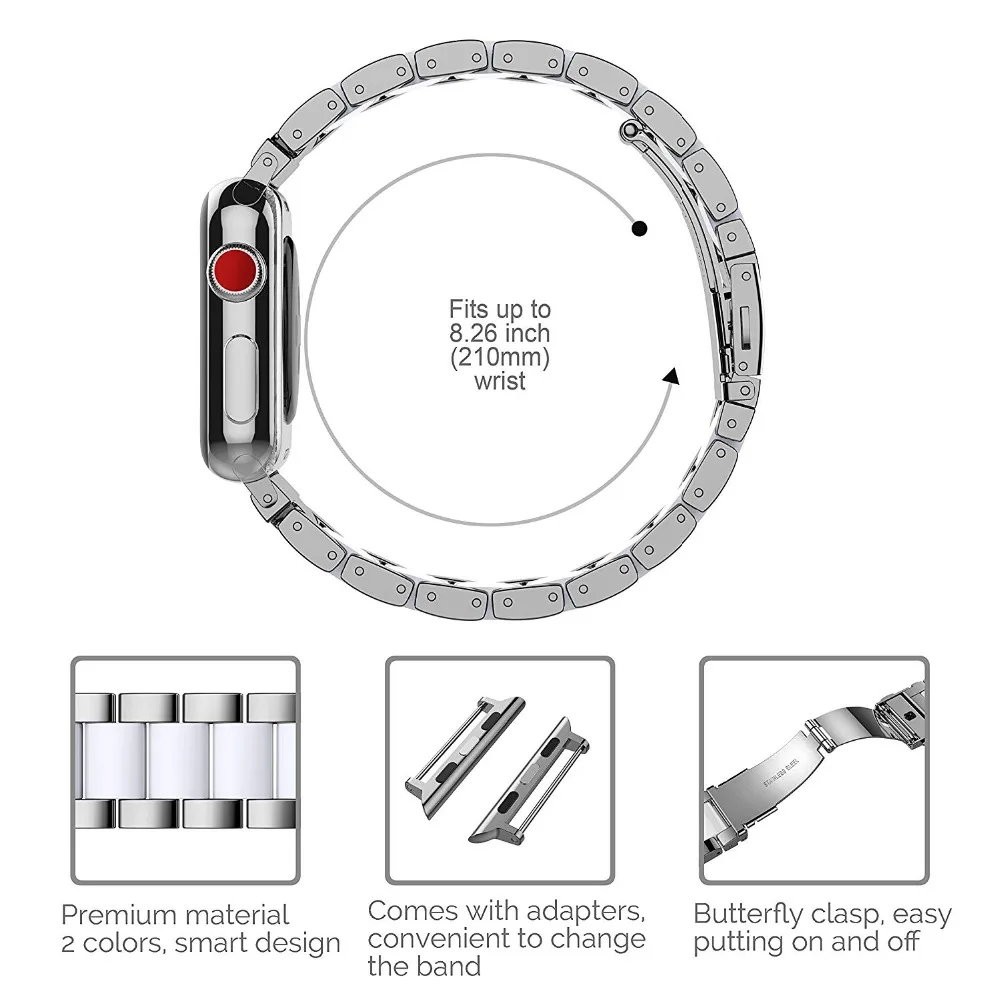 Steel Ceramic For Apple Watch Band 42mm 38mm For iwatch 3 2 1 42mm 38 mm Replacement Watchband for iWatch Accessories