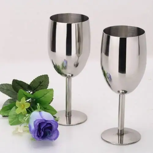 

Set of 2 180ml Stainless Steel Wine Glass Drinking Cup Champagne Goblet Barware Kitchen Tools Party Restaurant Supplies