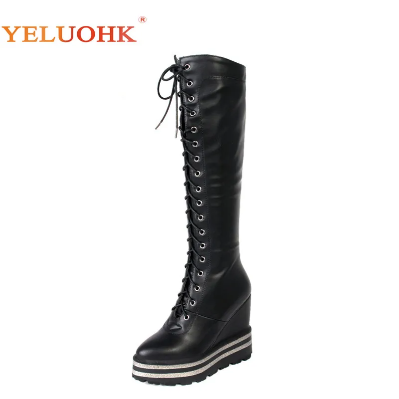 

Extreme High Heel Women Winter Boots Heel 11 CM Women Winter Shoes Plush Warm Knee High Boots Female Platform