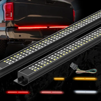 

MICTUNING Triple Tailgate Light Strip Amber Turn Signals Strobe Red Brake White Reverse Lights for Pickup Trucks Atmosphere Lamp