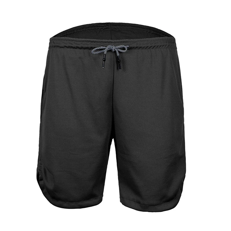 Брендовые новые мужские спортивные тренировочные шорты для спортзала с карманом для телефона, облегающие шорты для фитнеса, однотонные спортивные беговые колготки 3XL - Цвет: Black4