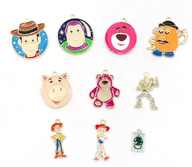 

New Hot 50 PCS Cartoon Toy 4 Charm Necklace/Bracelet/Earrings Pendants DIY Jewelry Making Accessories
