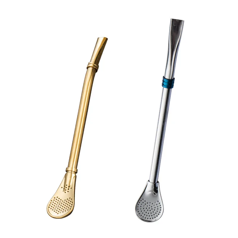 

Stainless Steel Drinking Straw Spoon Tea Filter Yerba Mate Tea Straws Bombilla Gourd Reusable Tea Tools Washable Bar Accessories