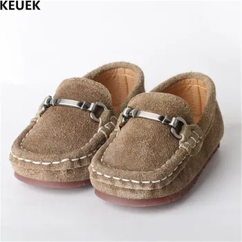 

New Genuine Leather Baby Khaki Shoes Toddler Casual Loafers Boys Black Leather Shoes Slip-On Flats Children Kids Shoes 02