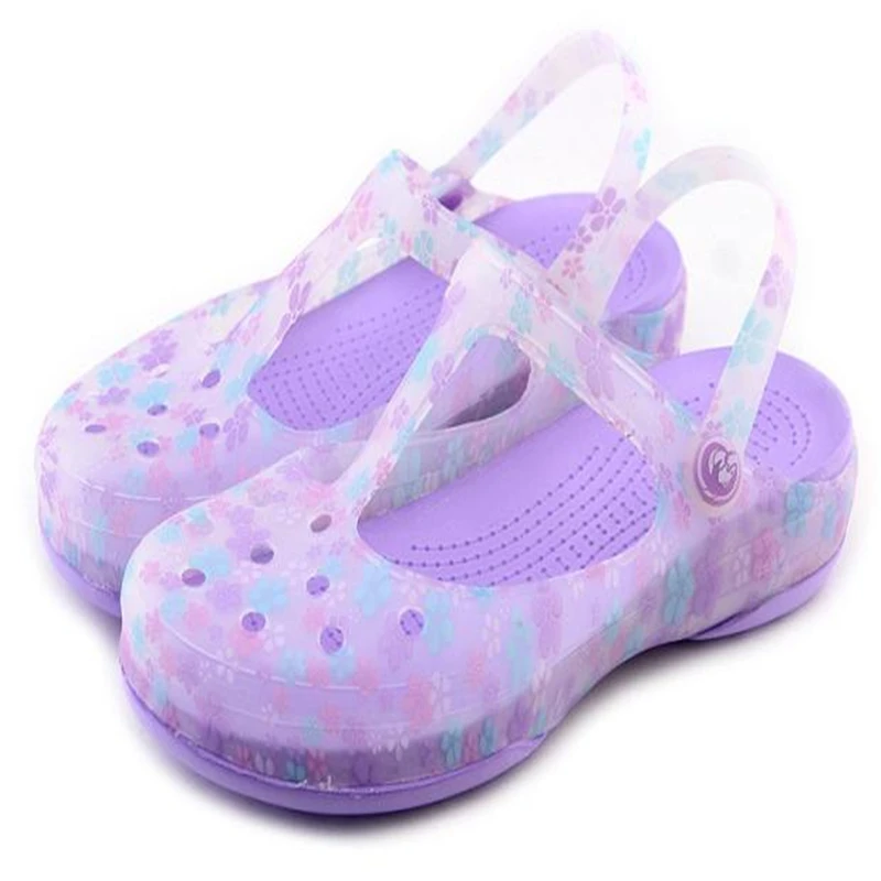 2017 summer Mary Janes printing hole hole shoe jelly female beach