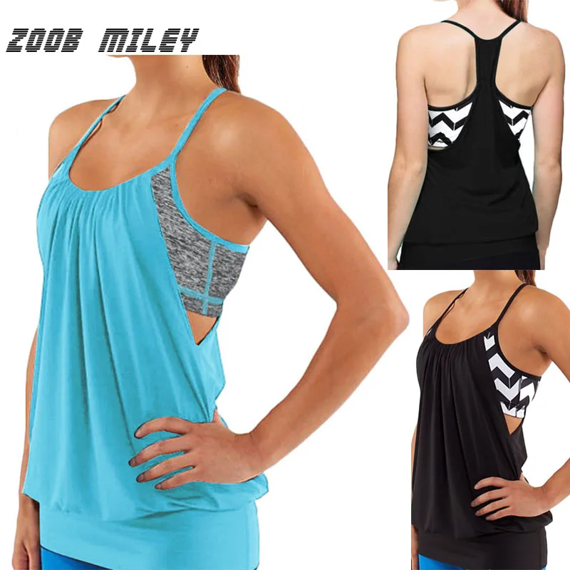 Download ZOOB MILEY Women Yoga Activewear Tank Tops With Cross Back ...