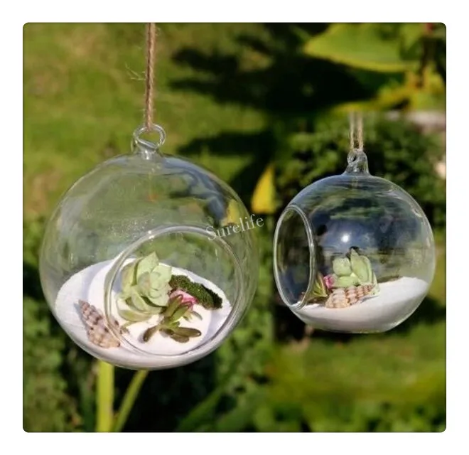 4Pcs/ Lot Modern Hanging Clear Round Crystal Glass Vase Flower Balls