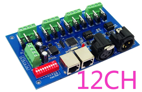 

12CH Dmx512 Controller, Decoder ,4 Groups Rgb Output ,have(xlr&rj45) ,each Channel Max 3A, For Led Strip Light,led Module