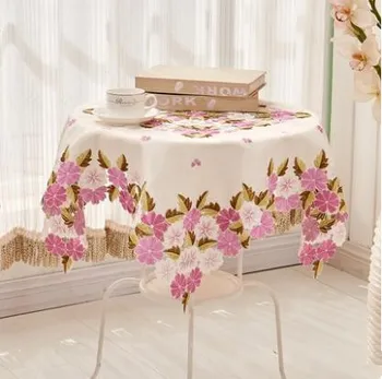 

Garden embroidered cloth table cloth, European tablecloth, towel, tea table, table and flag.