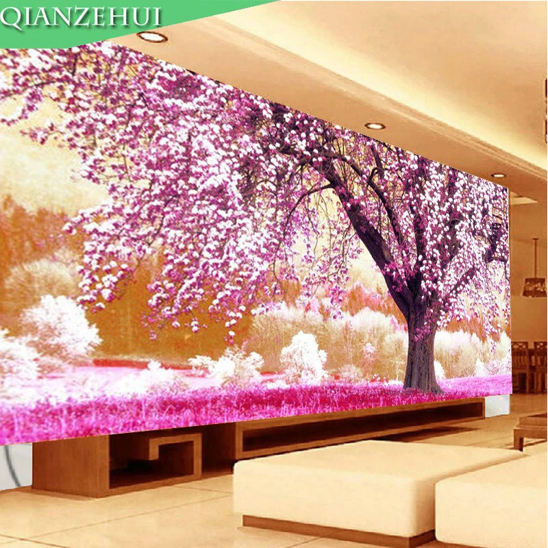 

QIANZEHUI,Needlework,DIY The place of first love Cross stitch ,Cherry tree silk series Cross-stitch ,Wall Home Decro