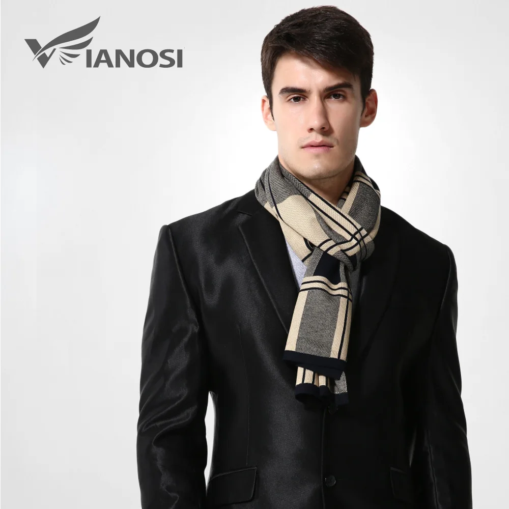 [VIANOSI]  Wool Plaid Scarf Man Winter Brand Scarf Men Fashion Designer Shawl Bussiness Casual Scarves MA009 head wraps for men Scarves