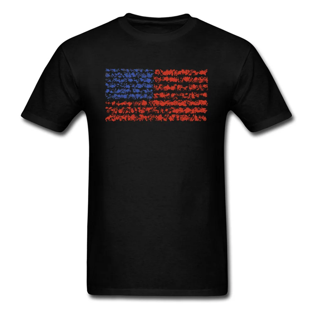 Funny usa flag Tops Shirts for Men 2018 New Fashion Summer/Autumn O-Neck 100% Cotton Short Sleeve T Shirts Normal Tops Shirt usa flag black