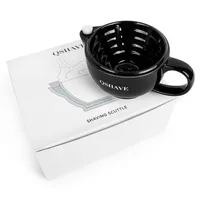 QSHAVE Razor Shaving Scuttle kubek wypełniony gorącą wodą utrzymuj pianę zawsze ciepło to duży rozmiar miska ręcznie kubek ceramiczny czarno-biały 5