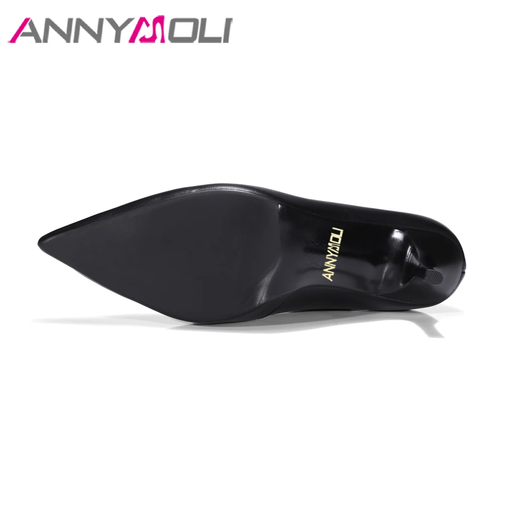 Mince Automne Lining Annymoli Bout Vert Lining Sexy Velvet Cheville Femmes Pointu Haut Cuir D'hiver Naturel Talon Black En Chaussures green Bottes Dames Noir OZukPXi
