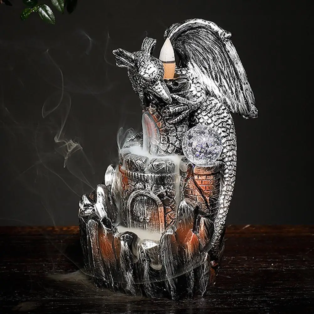 

Resin Backflow Incense Burner For Smoke Backflow Like Water Streaming Down Ball Dragon Incense Furnace Art Craft Ornaments