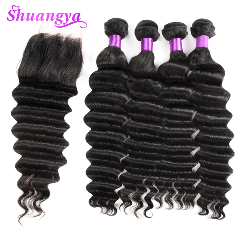 Loose Deep Wave Bundles With Closure 100% Remy Human Hair 3/4 Bundles With Closure Malaysian Hair Weave Bundles With Closure