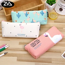 1X Kawaii Canvas Pencil Case Stationery flamingo trapezoidal pen bag lovely School Office Pencil Bag Supply Escolar Papelaria 1X Kawaii Canvas Pencil Case Stationery flamingo trapezoidal pen bag lovely School Office Pencil Bag Supply Escolar Papelaria