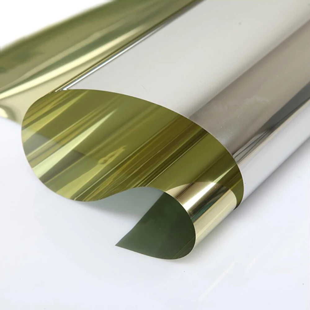 

60"X20"(1.52X0.5M) VLT15% Silver Gold Reflective One Way Mirrored Effect Window Film Privacy Sticky Vinyl
