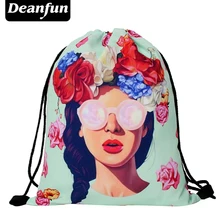Deanfun 3D сумка со стягивающим шнурком и напечатанным текстом девочка и школьная сумка с цветком Мода для девочек SKD82
