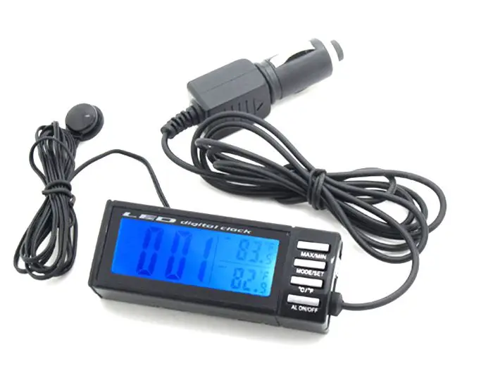 

Digital Thermometer,Car inside and outside thermometer, time with alarm function.