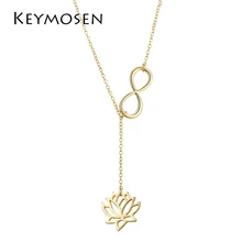 

New Jewelry Lucky Number 8 Necklace Long Pendant Chain Necklace Gold Silver Color Fashion Lotus Clavicle Chain Pendant For Women