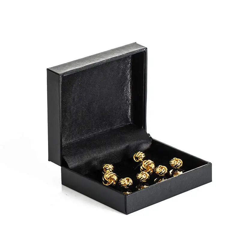 Черная кожаная коробка для запонок, кожаные запонки, коробка для демонстрации ювелирных изделий, набор из 6 запонок