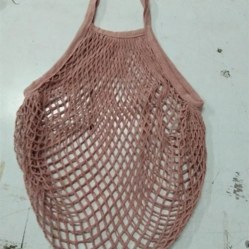 Кухня Сетчатая Сумка для шопинга многоразовая струнная сумка для хранения фруктов женская сумка для покупок сетчатая тканая сумка Магазин продуктовая сумка - Цвет: flesh pink