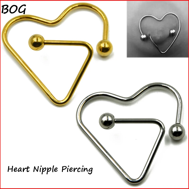 

BOG-Pair 316L Surgical Steel Heart Shape Nipple Piercing Nipple Shield Ring Body Jewelry 14g
