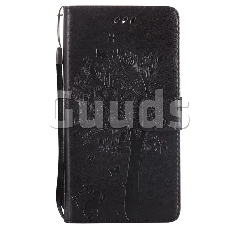 Embossing Butterfly Tree Leather Wallet Case for LG Stylo 3 Plus / Stylus 3 Plus - Black