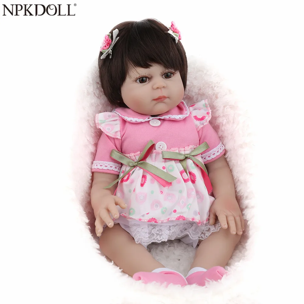 

NPKDOLL 17 inch Reborn Baby Doll Full Vinyl Pink Princess Girl Liflike Newborn Bath Babies Collection Birthday Gift Cute Boneca
