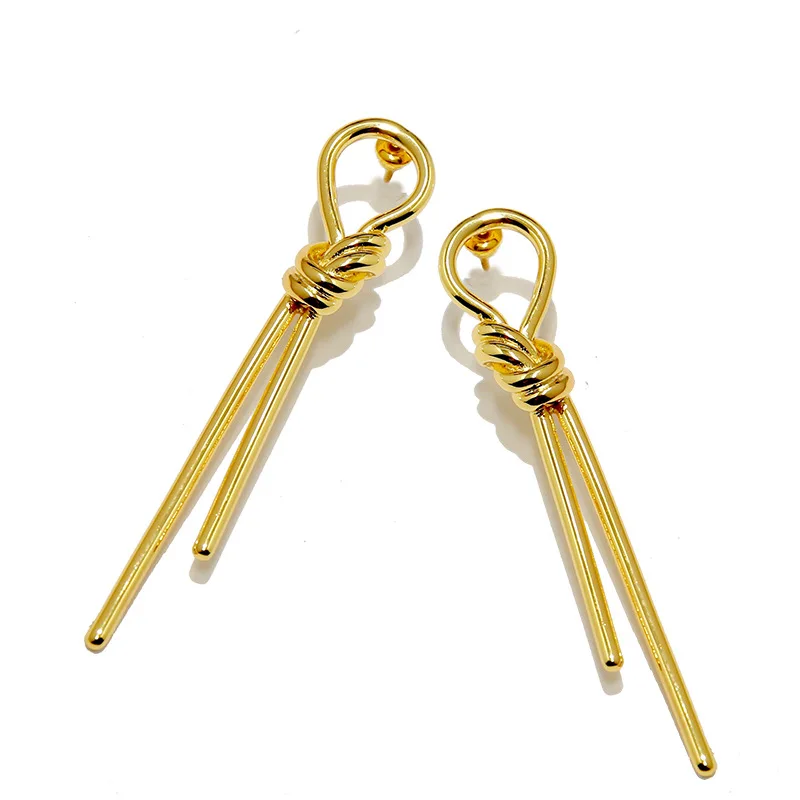 

New Simple Copper Knotted Earrings for Women Hot Luxury Brand Quality Gold Color Geometric Earrings Drop Shipping