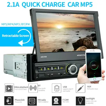 

1din car stereo 7" Android cellphone link Radio Car MP5 Player Auto Multimeia Retractable Screen digital video rearview camera