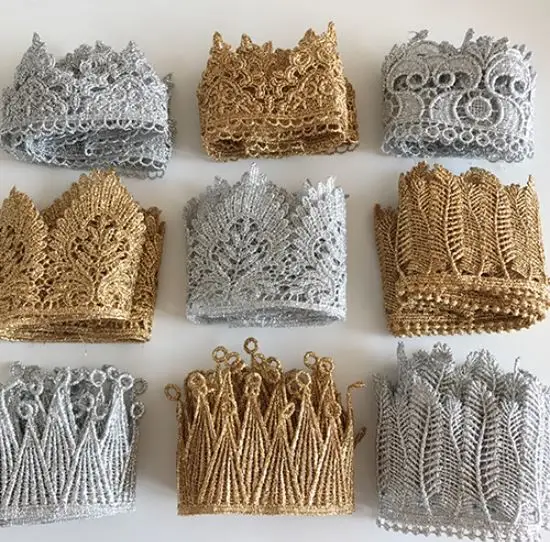 

90cm/lot Lace Trim Fabric Sewing Lace Gold Silver Braided Lace Ribbon Curve Lace DIY Clothes Accessories Wedding Crafts 5.5-7cm