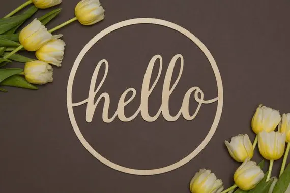 Деревянный знак Hello Circle с именем на заказ деревянный лазерная резка Свадебный