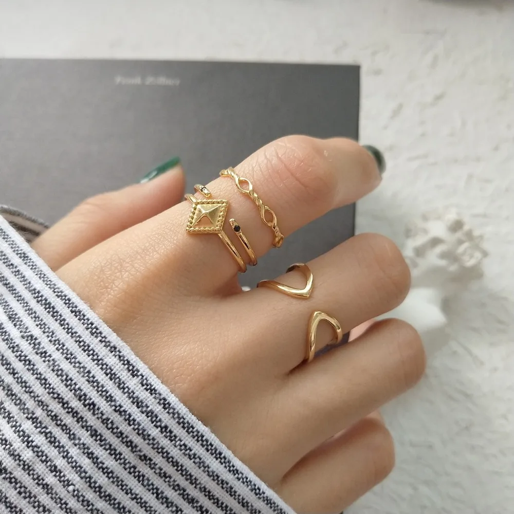 

Peri'sBox Gold Color Thin Stacking Layered Rings for Women 925 Sterling Sliver Double Open Rings Dainty Adjustable Ring Jewelry