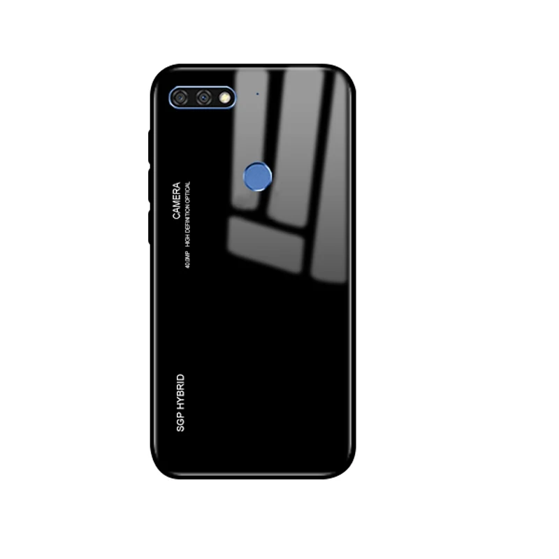 Градиентный чехол из закаленного стекла для Honor 7C, чехлы для Huawei Honor 7X 7A 7C Pro X7 C7 A7 Pro 7 A C X 7Apro 7 cpro, защитный чехол - Цвет: All Black