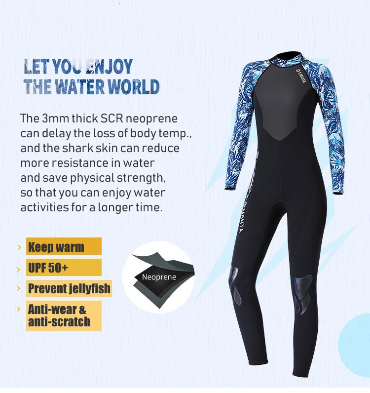 DIVE&SAIL Men Women One-piece Camo Wetsuits 3mm Neoprene+Shark Skin+Lycra Swimming Surfing Diving Suits High Elastic Swimwear