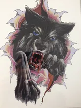 2016 Hot Sale21 X 15 CM Ferocious black wolf Tattoo Stickers Temporary Body Art Waterproof #130