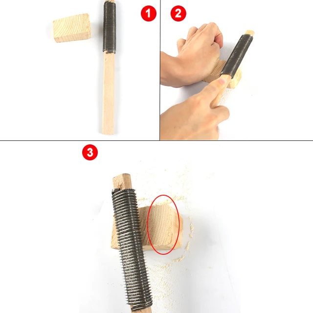 3pcs Wood Carving Files Round Rough Teeth Carpentry Woodworking Files Wood Rasp