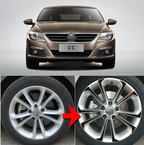 

Firber Carbon Car Wheel Mask Decal Hub Sticker Exterior For VW CC 40pcs Per Set